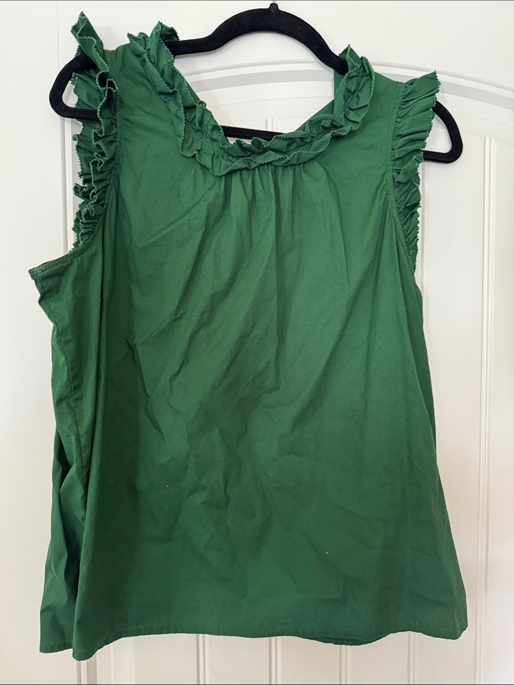 Sleeveless Ruffle Neck Top - Green